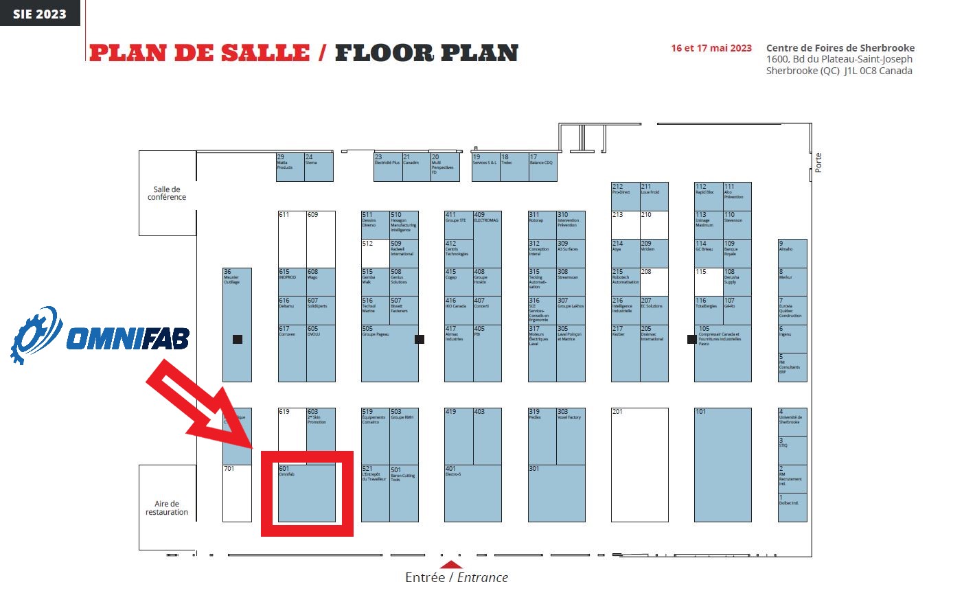 plan salle salon industriel de l estrie fleche omnifab